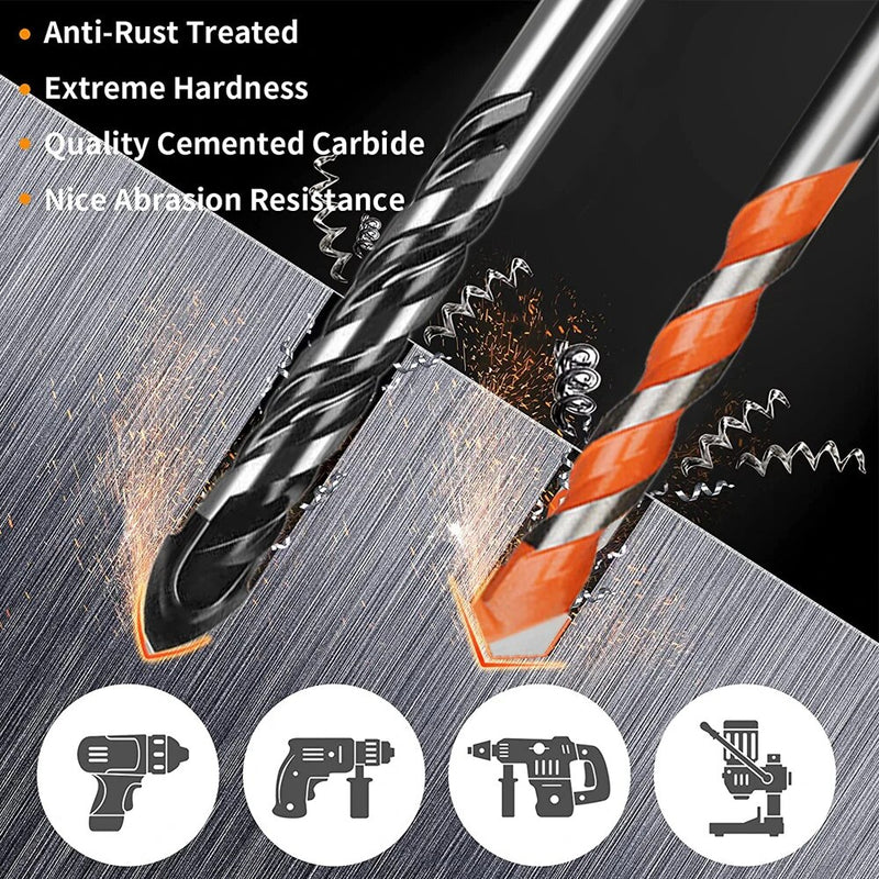 3-12mm Multifunctional Glass Metal Tile Drill Bit Triangle Diamond Drill Set Ceramic Concrete Brick Wood Punching Hole Saw Drill