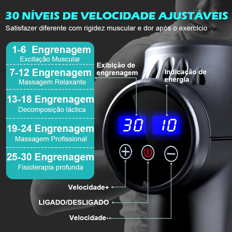 pistola de massagem, pistola de massagem de alta frequência elétrica, massagem