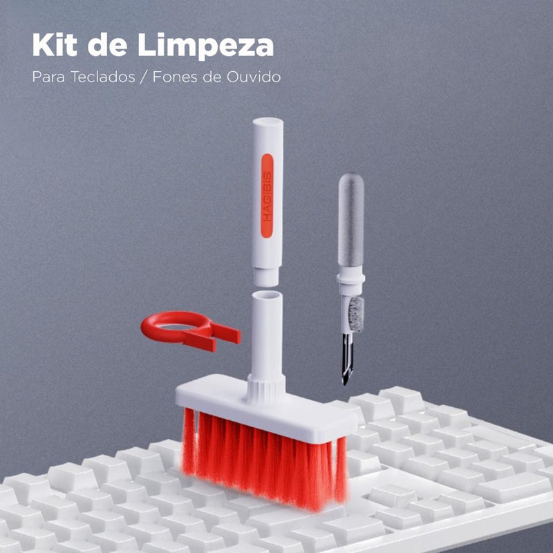 kit de limpeza multifuncional 5 em 1, kit de limpeza, kit de limpeza de teclados, limpeza de celular, limpeza de fone, kit multifuncional, kit 5 em 1